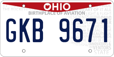 OH license plate GKB9671