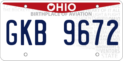 OH license plate GKB9672