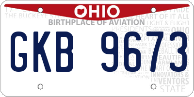 OH license plate GKB9673