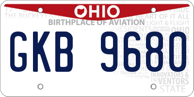 OH license plate GKB9680