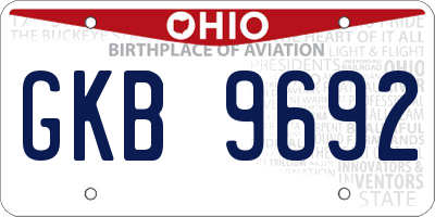 OH license plate GKB9692