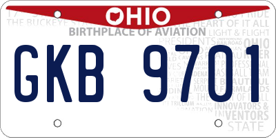 OH license plate GKB9701