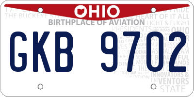 OH license plate GKB9702