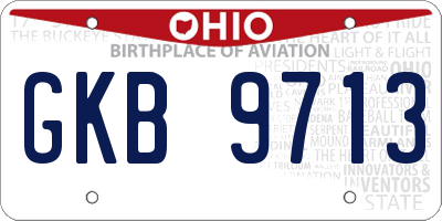 OH license plate GKB9713