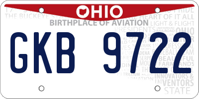 OH license plate GKB9722