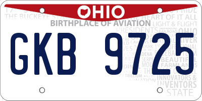 OH license plate GKB9725