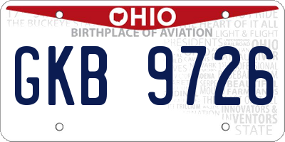 OH license plate GKB9726