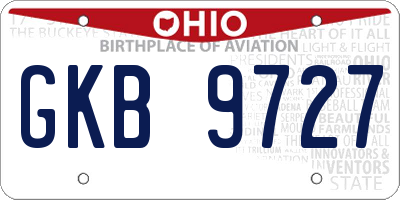OH license plate GKB9727