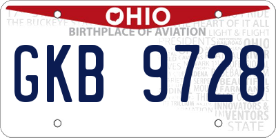 OH license plate GKB9728