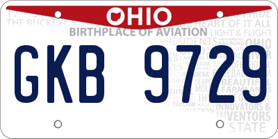 OH license plate GKB9729