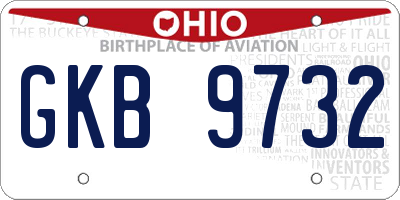 OH license plate GKB9732