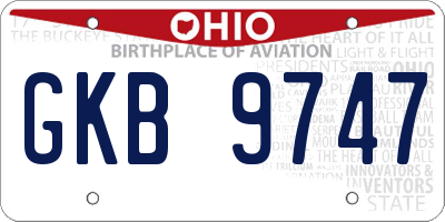 OH license plate GKB9747