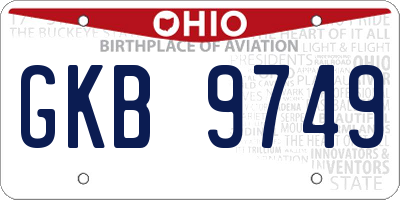 OH license plate GKB9749