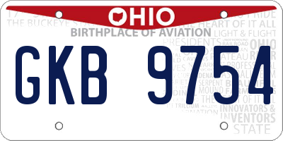 OH license plate GKB9754