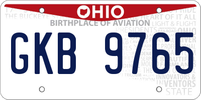 OH license plate GKB9765