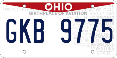 OH license plate GKB9775