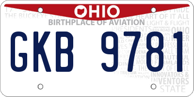 OH license plate GKB9781