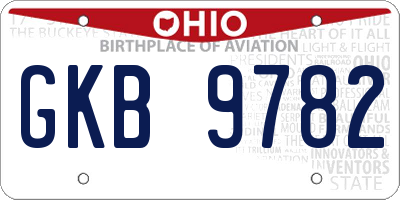 OH license plate GKB9782