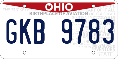OH license plate GKB9783