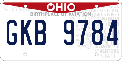 OH license plate GKB9784