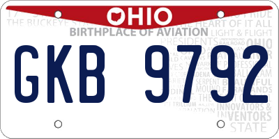 OH license plate GKB9792