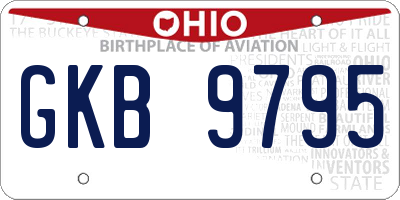 OH license plate GKB9795