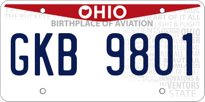 OH license plate GKB9801