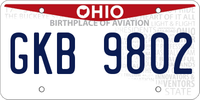 OH license plate GKB9802