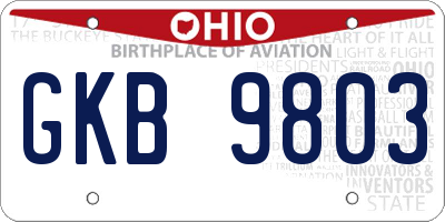 OH license plate GKB9803