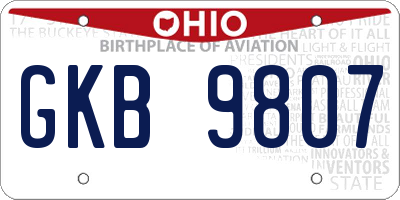 OH license plate GKB9807