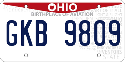 OH license plate GKB9809