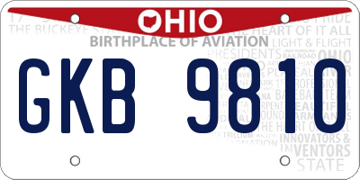 OH license plate GKB9810
