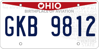 OH license plate GKB9812
