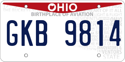 OH license plate GKB9814