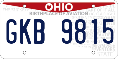 OH license plate GKB9815