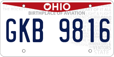 OH license plate GKB9816