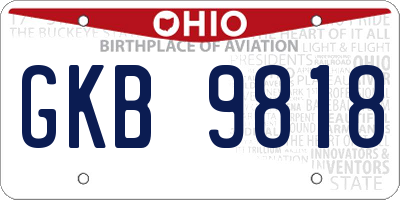 OH license plate GKB9818