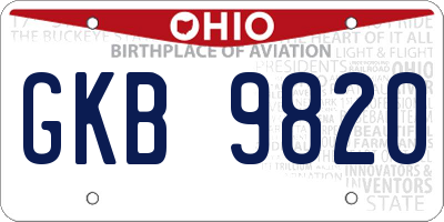 OH license plate GKB9820