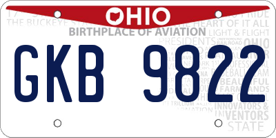 OH license plate GKB9822