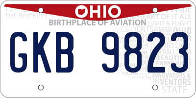 OH license plate GKB9823