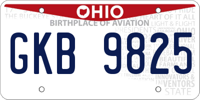 OH license plate GKB9825