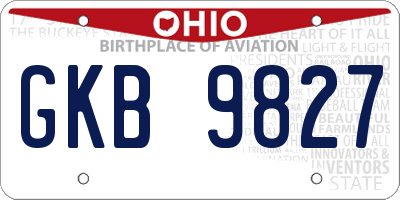 OH license plate GKB9827