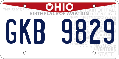 OH license plate GKB9829
