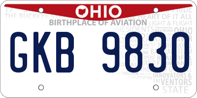 OH license plate GKB9830