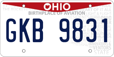 OH license plate GKB9831