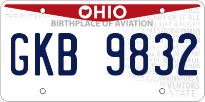 OH license plate GKB9832