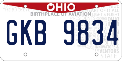 OH license plate GKB9834