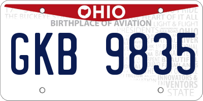 OH license plate GKB9835
