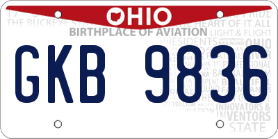 OH license plate GKB9836