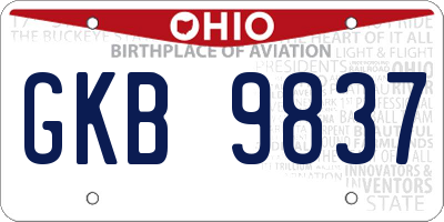 OH license plate GKB9837